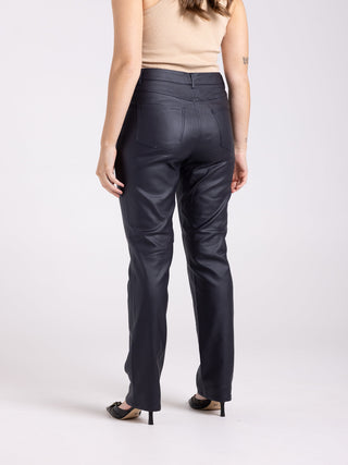 Coated Metallic Stretch Jeans - French Navy