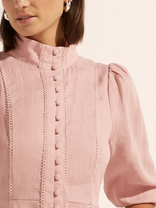Calibre Linen Dress - Pale Pink