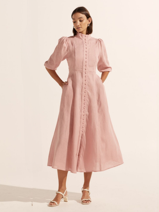 Calibre Linen Dress - Pale Pink