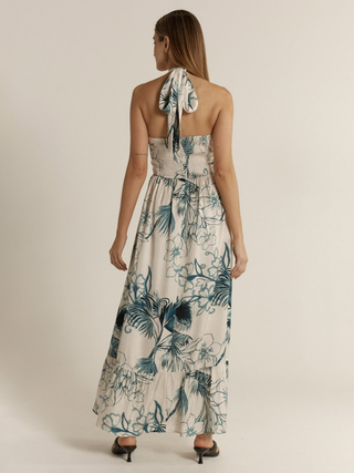 Solstice Palms Halter Maxi Dress - Palm Print