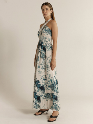 Solstice Palms Halter Maxi Dress - Palm Print