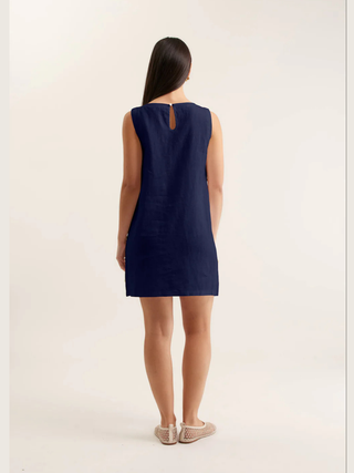 Lola Linen Dress - Navy