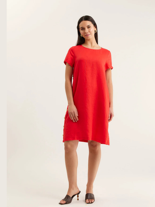 Louie Classic Linen Mini Dress - Red