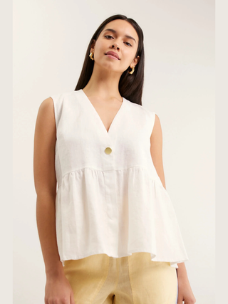Rosie Linen Top - White