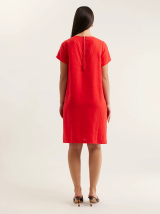 Louie Classic Linen Mini Dress - Red