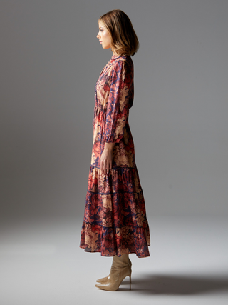 Berry Kiss Midi Dress - Floral