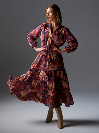 Berry Kiss Midi Dress - Floral