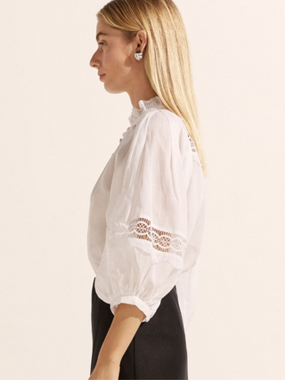 Quell Linen Top - White