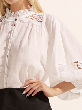 Quell Linen Top - White