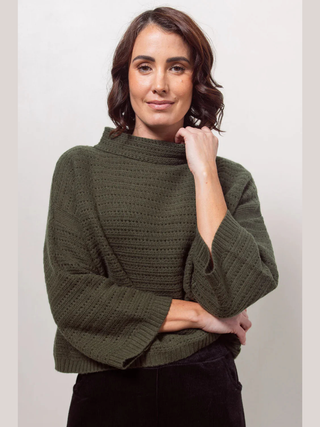 Pointelle Knit Top - Khaki