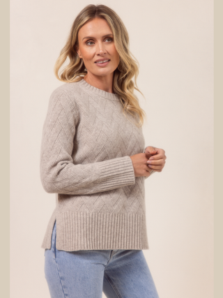 Lattice Knit Sweater - Wheat