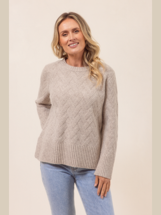 Lattice Knit Sweater - Wheat