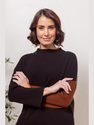 Colour block Sweater - Black/Khaki Combo