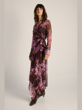 Isla Wrap Dress - Dark Flower Print