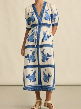 Portrait Dress-Azure Collage