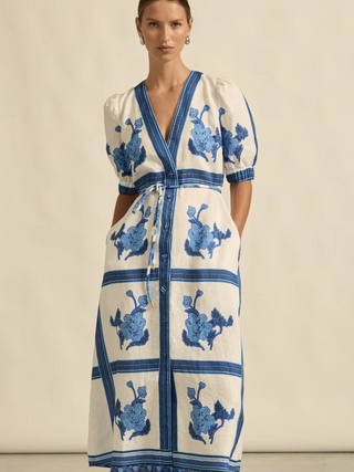 Portrait Dress-Azure Collage