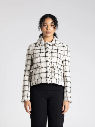 Tweed Boucle Jacket - White Check