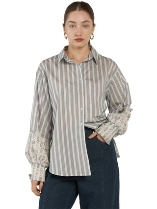Paloma Striped Embroided Shirt - Blue Stripe