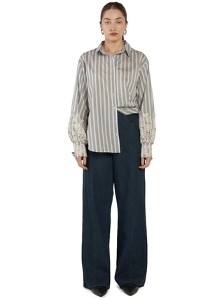 Paloma Striped Embroided Shirt - Blue Stripe