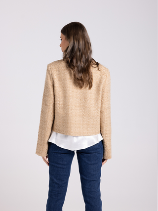 Crop Boucle Jacket - Camel