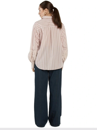 Paloma Striped Embroided Shirt - Pink Stripe