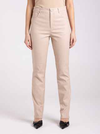 Coated Metallic Stretch Jeans - Almond