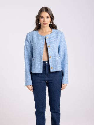 Crop Boucle Jacket - Powder Blue