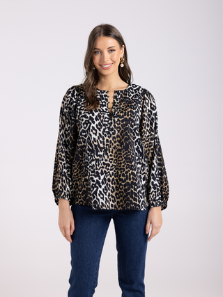 Animal Print Top 3/4 Sleeve - Leopard