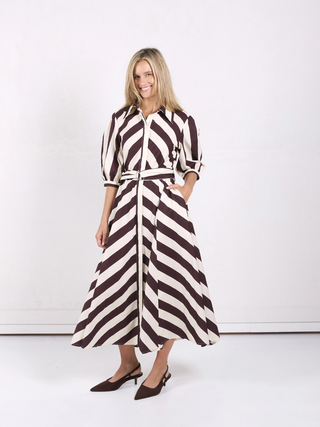 Bianca Dress - Chocolate Stripe