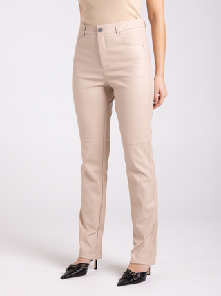 Coated Metallic Stretch Jeans - Almond