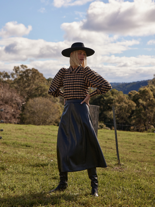 Mirage Top - Toffee and Black Check