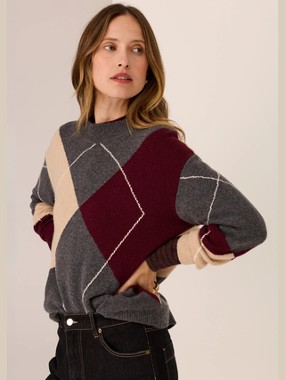 Loren Argyle Knit - Chartreuse/Ivory/Pebble