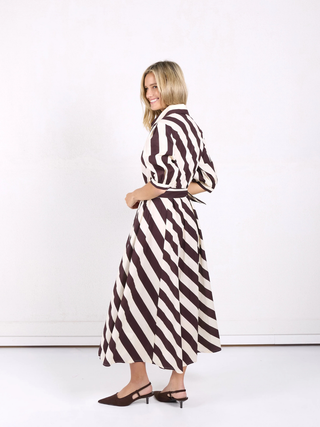 Bianca Dress - Chocolate Stripe