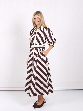 Bianca Dress - Chocolate Stripe