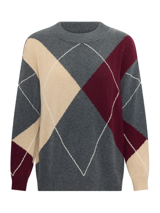 Loren Argyle Knit - Chartreuse/Ivory/Pebble