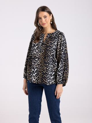 Animal Print Top 3/4 Sleeve - Leopard