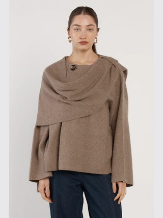 Aramis Cape Coatigan - Mushroom Marle Brown