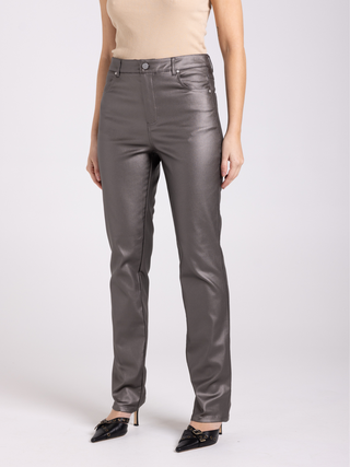 Coated Metallic Stretch Jeans - Espresso