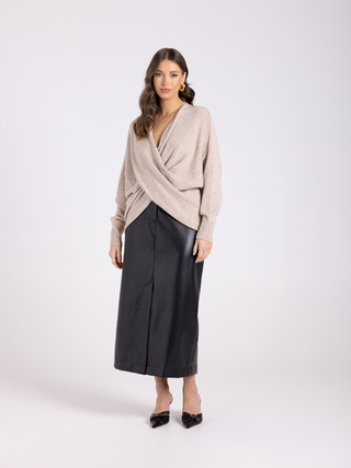 Wool Blend Crossover Knit - Oat