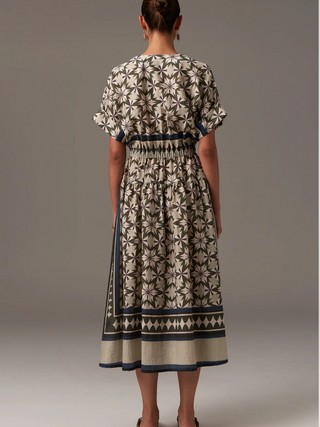 Postiano Dress - Green and Beige