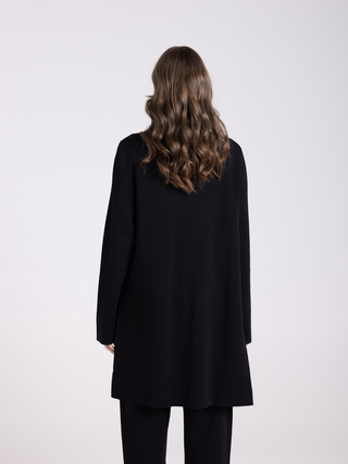 Milano Knit Jacket with PU Trim - Black
