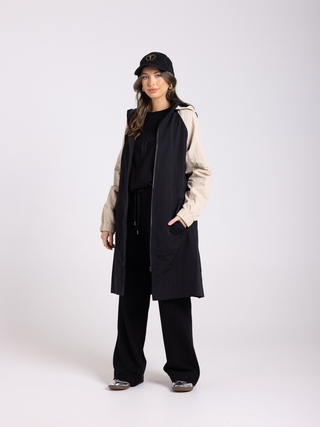 Crushed Lux Two-Toned Jacket - Black & Almond
