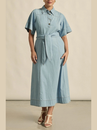 Cameo Dress-Light Chambray