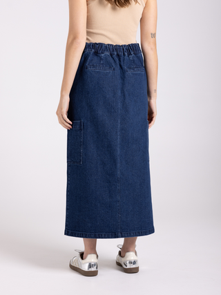 Denim Midi Cargo Skirt