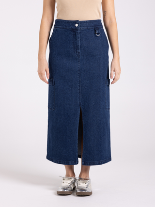 Denim Midi Cargo Skirt