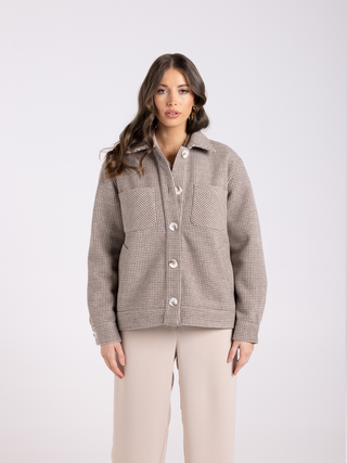 Houndstooth Shacket - Espresso Check