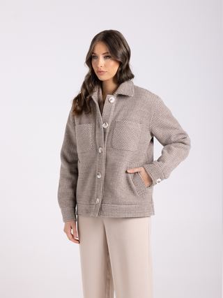 Houndstooth Shacket - Espresso Check