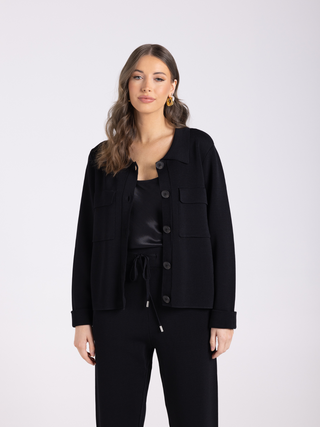 Cropped Milano Knit Jacket - Black