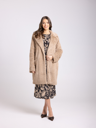 Teddy Coat Mid Length - Oat