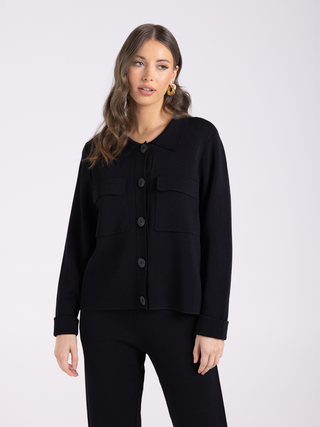 Cropped Milano Knit Jacket - Black